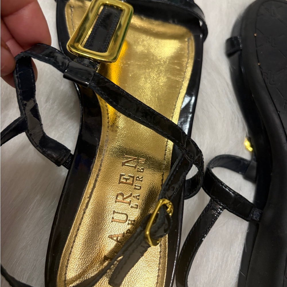 Lauren Ralph Lauren Black and Gold Sandals - Picture 6 of 6
